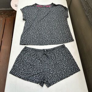 Grey Leopard Pajama Set, Shorts and T-Shirt